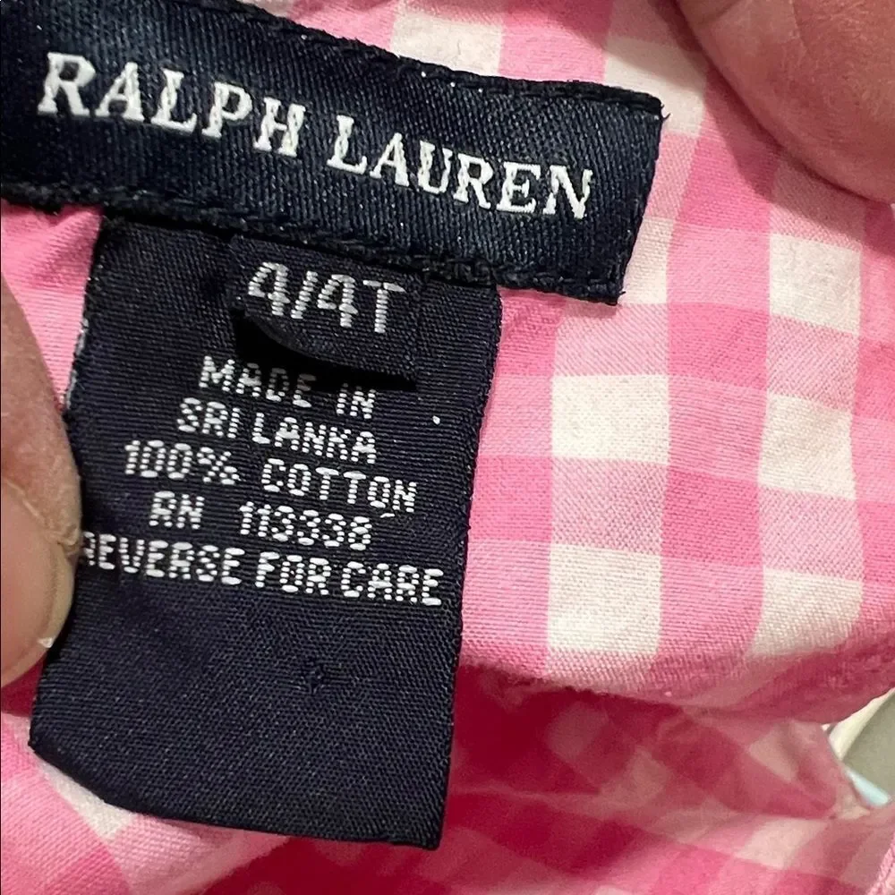 Ralph Lauren Pink and white gingham sleeveless dress size 4/4T